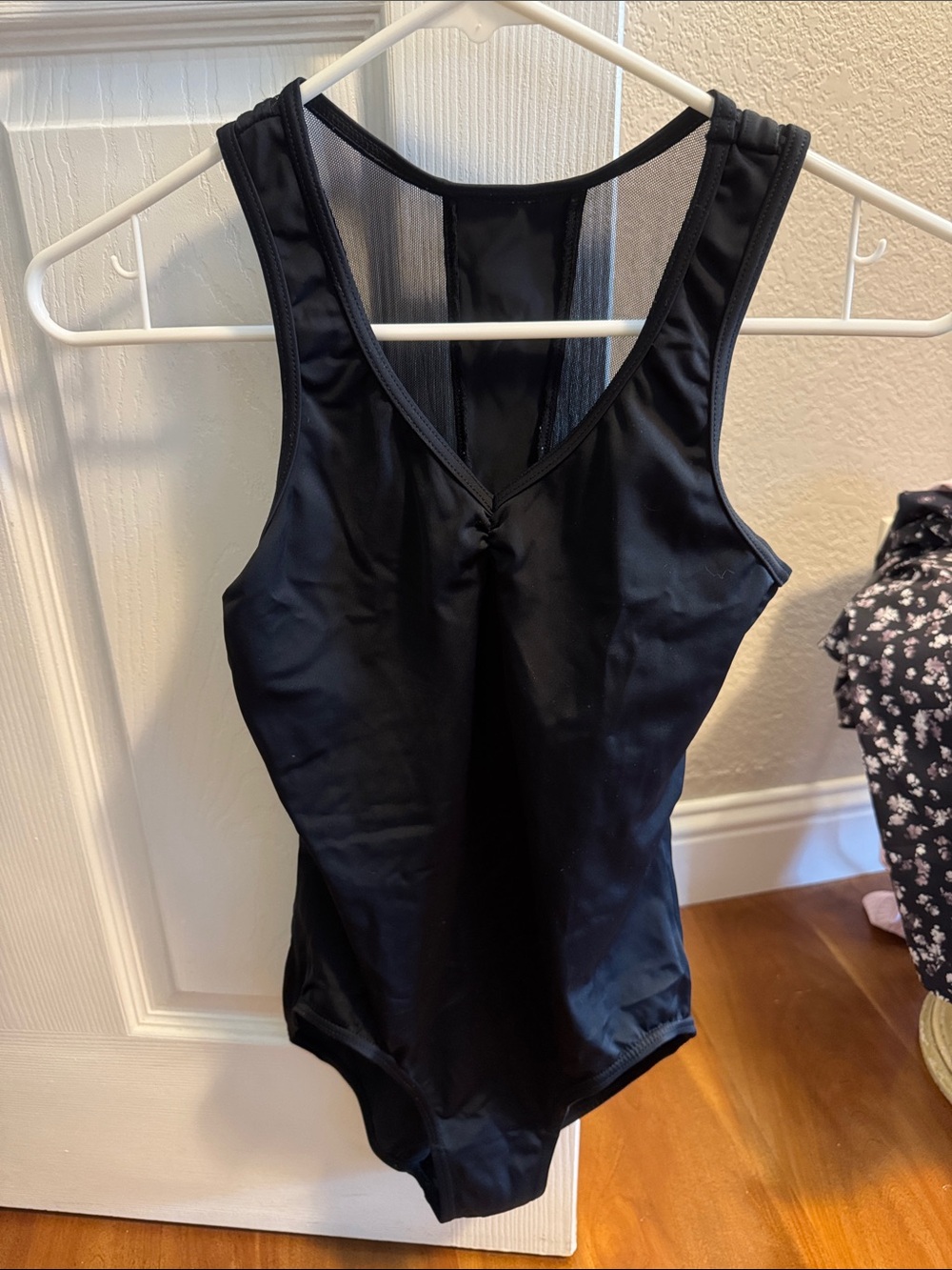 balera Black Dance Leotard with Mesh Paneling